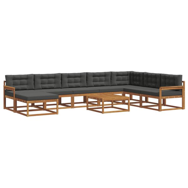 vidaXL Ensemble de canap&eacute;s d'ext&eacute;rieur 9 pcs Naturel et Anthracite