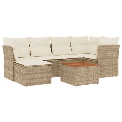 vidaXL Salon de jardin avec coussins 7 pcs beige résine tressée