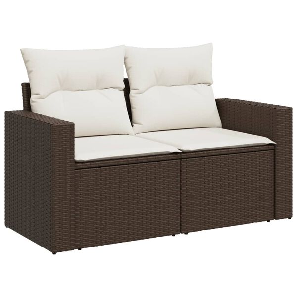 vidaXL Salon de jardin 10 pcs avec coussins marron r&eacute;sine tress&eacute;e