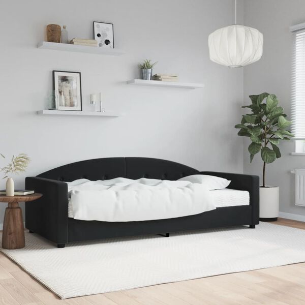 vidaXL Lit de jour avec matelas noir 90x190 cm velours