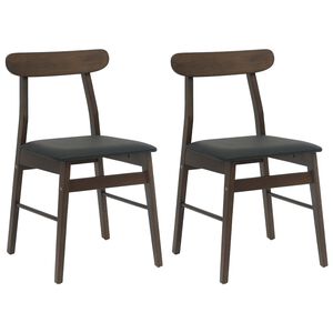 vidaXL Chaise de salle &agrave; manger 2 pcs Marron fonc&eacute; et Noir