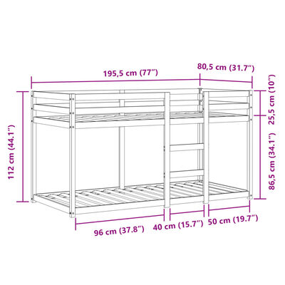 vidaXL Lit superposé sans matelas rose 75x190 cm bois de pin massif