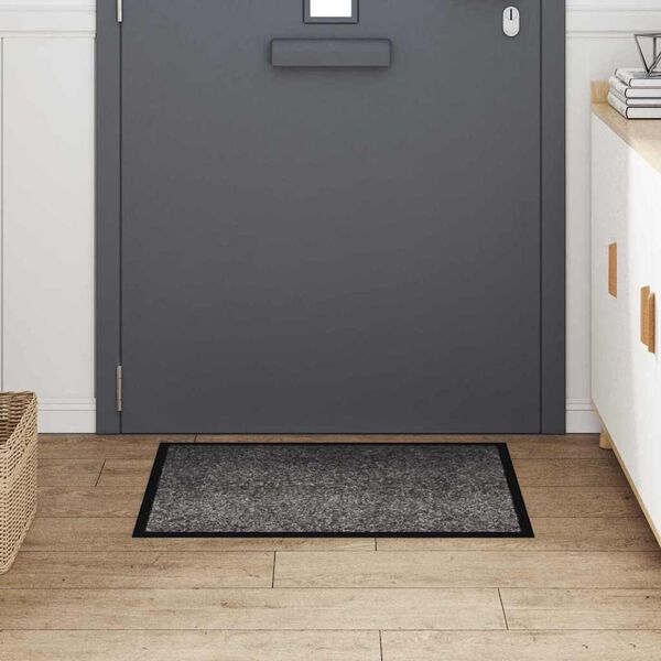 vidaXL Tapis de porte Gris clair 60 x 40 x 1.2 cm Tissu en teddy