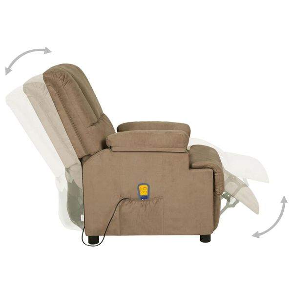 vidaXL Fauteuil de massage Taupe Similicuir daim