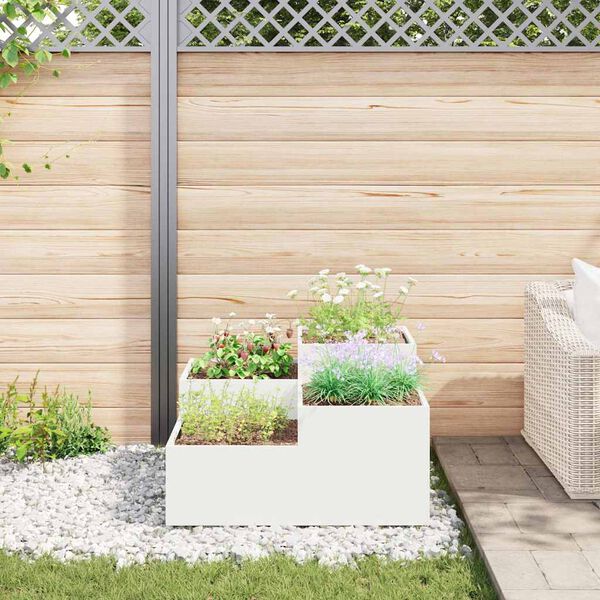 vidaXL Cache-pot de jardin Blanc 100 x 100 x 48 cm Acier