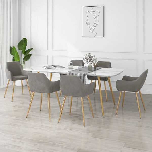 vidaXL Chaises &agrave; manger lot de 6 gris clair velours