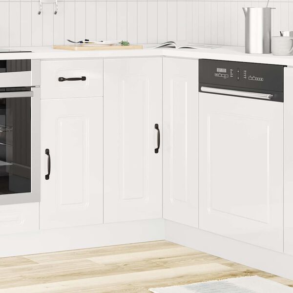 vidaXL Armoire d'angle de cuisine Kalmar blanc brillant