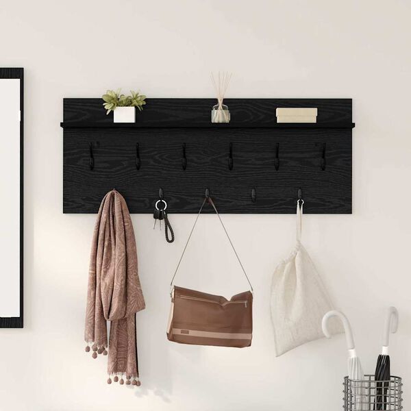 vidaXL Porte-manteau mural avec &eacute;tag&egrave;re Ch&ecirc;ne noir 100 x 40 x 12 cm