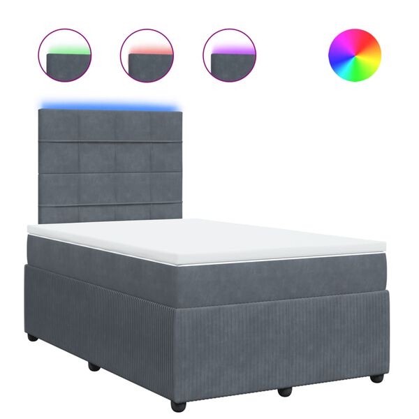 vidaXL Sommier &agrave; lattes de lit et matelas gris fonc&eacute; 120x190cm velours