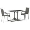 vidaXL Ensemble &agrave; manger de jardin 3 pcs Gris