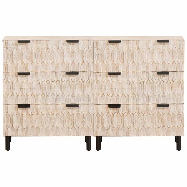 vidaXL Buffet Finition Lavage Blanc Bois de mangue massif