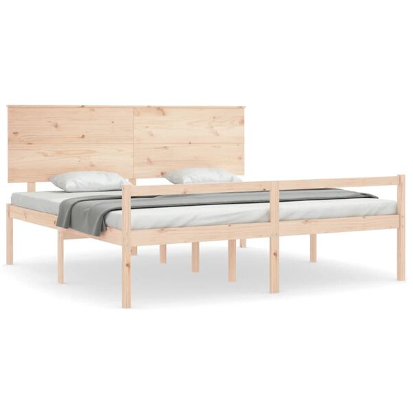 vidaXL Lit pour personne &acirc;g&eacute;e et t&ecirc;te de lit 200x200 cm bois massif