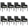 vidaXL Ensemble &agrave; manger jardin 9pcs et coussins noir r&eacute;sine tress&eacute;e