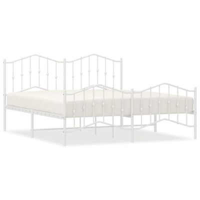 vidaXL Cadre de lit métal sans matelas et pied de lit blanc 183x213 cm