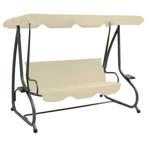vidaXL Balancelle d'ext&eacute;rieur avec auvent Blanc sable