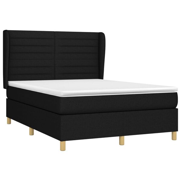 vidaXL Sommier &agrave; lattes de lit avec matelas Noir 140x200 cm Tissu