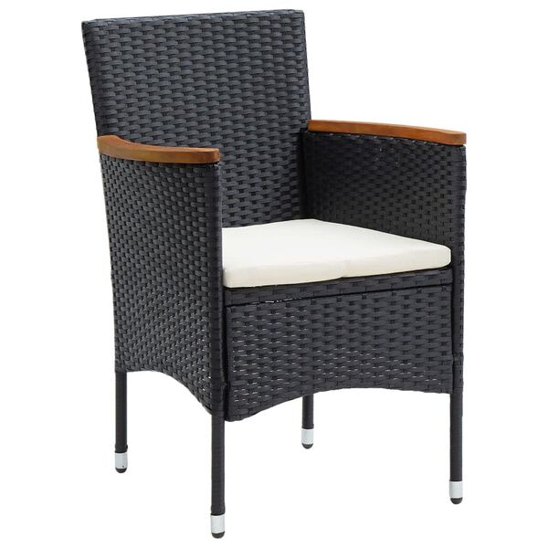 vidaXL Ensemble &agrave; manger de jardin coussins 7pcs R&eacute;sine tress&eacute;e Noir