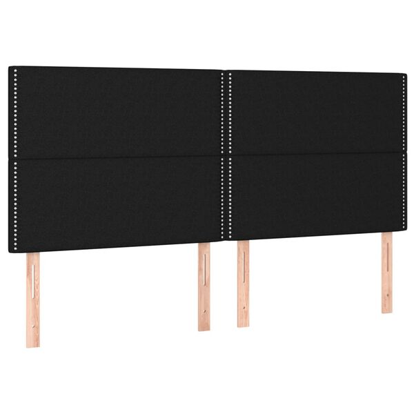 vidaXL T&ecirc;te de lit Noir 200x5x118/128 cm Tissu