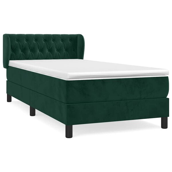 vidaXL Sommier &agrave; lattes de lit avec matelas Vert fonc&eacute; 100x200 cm