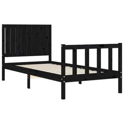 vidaXL Cadre de lit sans matelas noir 90x200 cm bois de pin massif