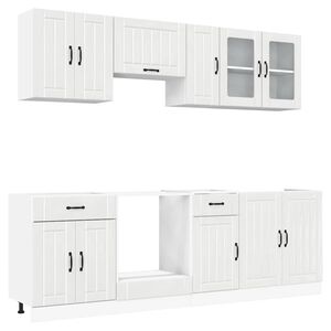 vidaXL Ensemble de 8 meubles de cuisine "Lucca" en bois d'ing&eacute;nierie blanc brillant