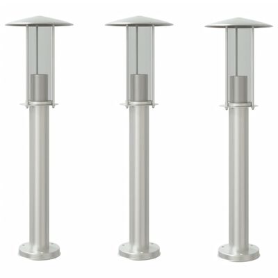 vidaXL Lampadaires d'extérieur 3 pcs argenté 60 cm acier inoxydable