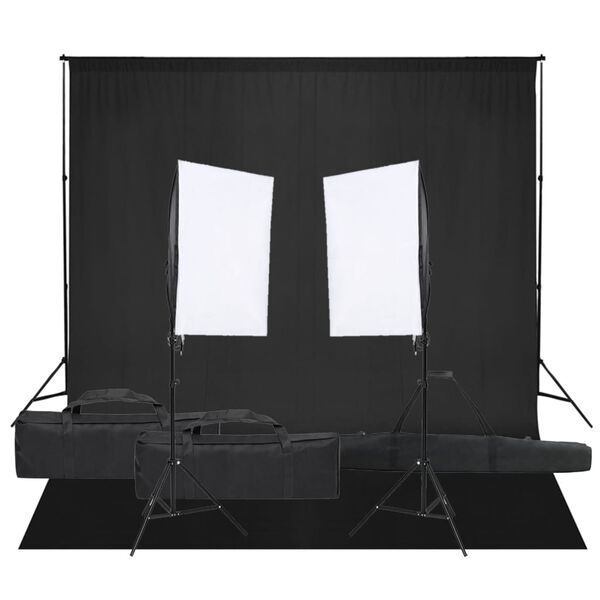 vidaXL Kit de studio photo avec éclairage et toile de fond