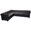 vidaXL Canap&eacute; d'angle Chesterfield 6 places Cuir synth&eacute;tique Noir