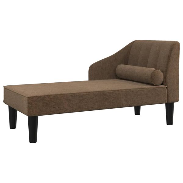 vidaXL Chaise longue avec traversin marron tissu