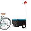 vidaXL Remorque de v&eacute;lo noir et bleu 30 kg fer