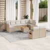 vidaXL Salon de jardin avec coussins 10 pcs beige r&eacute;sine tress&eacute;e