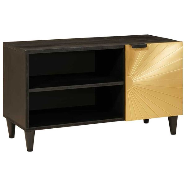 vidaXL Meuble TV Noir et or 80 x 33 x 46 cm Bois d'ingénierie