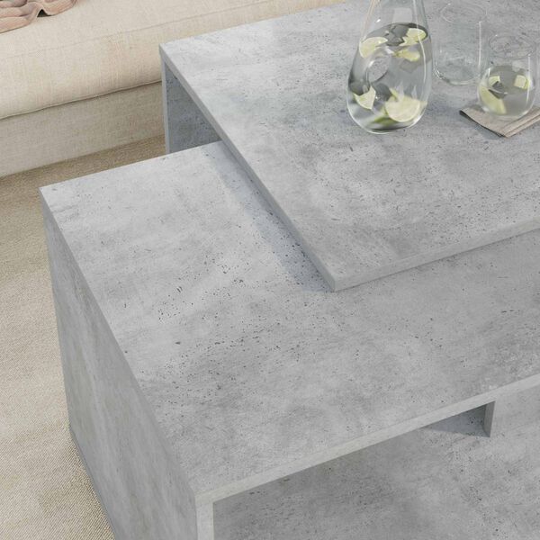 vidaXL Ensemble de tables basses 2 pcs Gris b&eacute;ton Bois d'ing&eacute;nierie