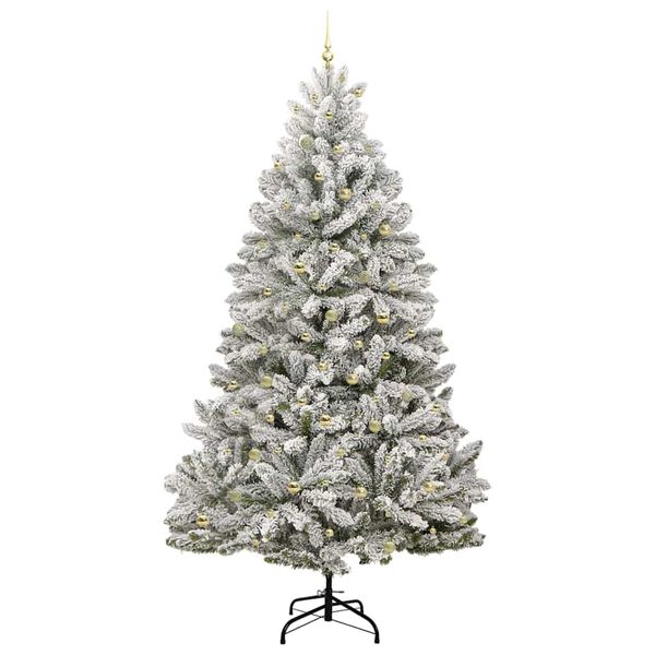 vidaXL Sapin de Noël artificiel Vert et blanc 300 cm PVC et métal