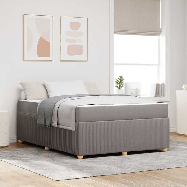 vidaXL Cadre de lit avec matelas Taupe 140 x 200 cm tissu