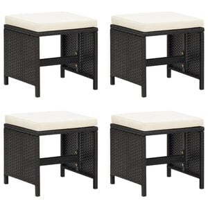 vidaXL Tabourets de jardin lot de 4 avec coussins R&eacute;sine tress&eacute;e Noir
