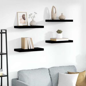 vidaXL &Eacute;tag&egrave;re murale flottante 4 pcs Noir brillant 50x23x3,8 cm MDF