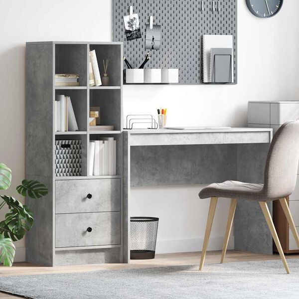 vidaXL Bureau avec tiroir 2 pcs Gris b&eacute;ton