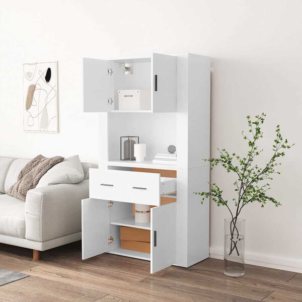 vidaXL Buffet haut Blanc Bois d'ing&eacute;nierie