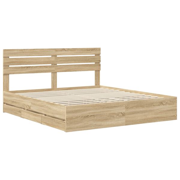 vidaXL Cadre de lit Ch&ecirc;ne Sonoma 180 x 200 cm Bois Ing&eacute;nierie