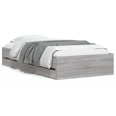 vidaXL Cadre de lit et tiroirs sonoma gris 90x200 cm bois d'ingénierie