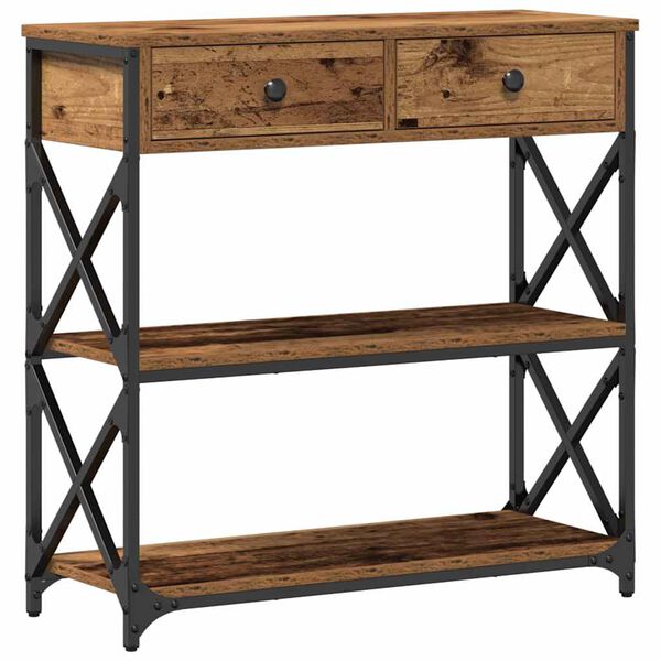 vidaXL Table Console avec tiroir Bois ancien 75 x 28 x 75 cm