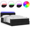 vidaXL Lit ottoman avec matelas et LED noir 140x200 cm tissu
