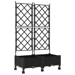 vidaXL Bac de jardin avec treillis et roues 2 pc Noir PP