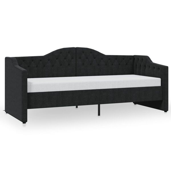 vidaXL Lit avec &eacute;clairage USB Noir Tissu 90x200 cm