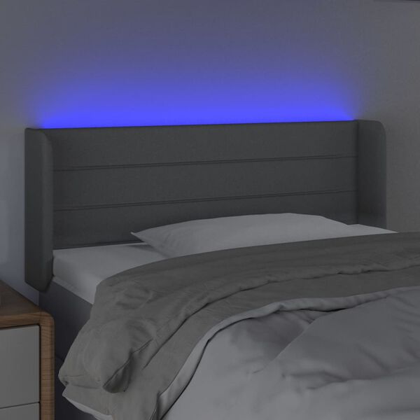 vidaXL T&ecirc;te de lit &agrave; LED Gris clair 93x16x78/88 cm Tissu