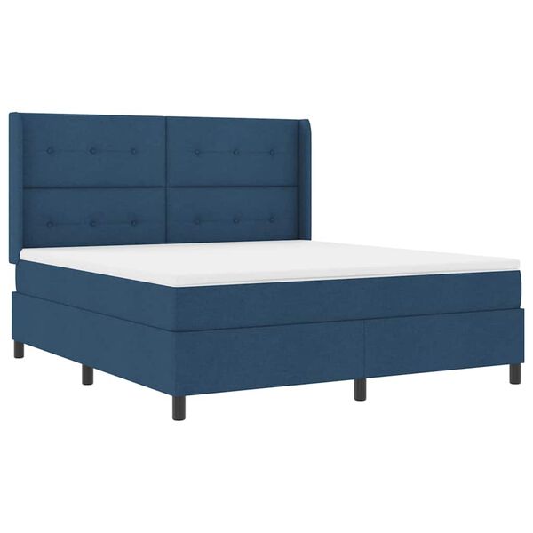 vidaXL Lit &agrave; ressort LED avec matelas Bleu 180 x 200 cm tissu