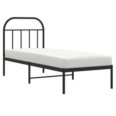 vidaXL Cadre de lit métal sans matelas avec tête de lit noir 75x190 cm