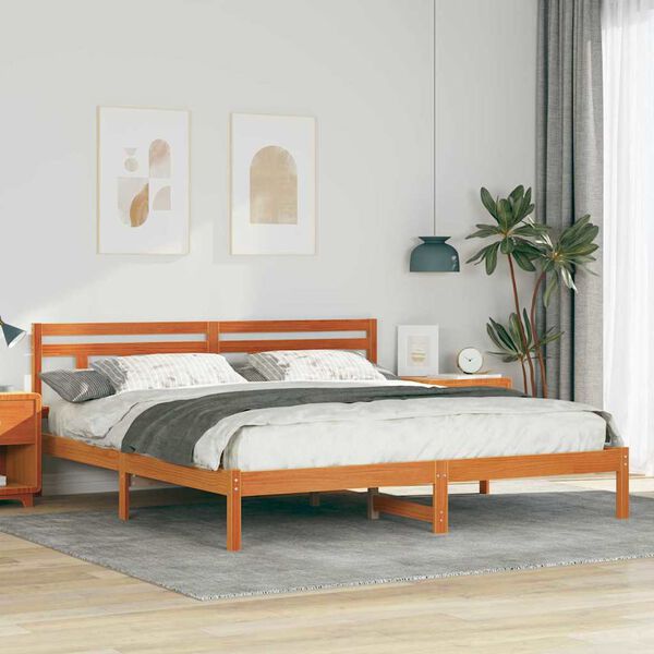 vidaXL Cadre de lit Marron 200 x 200 cm Pin massif