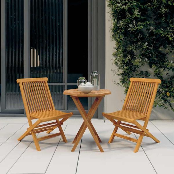 vidaXL Ensemble &agrave; manger de jardin 3 pcs Bois de teck massif